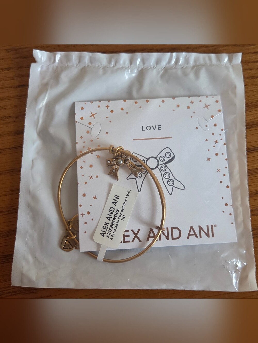 Alex and Ani "A Promise to Yourself" Promise Bow Gold Tone Expandable Bangle